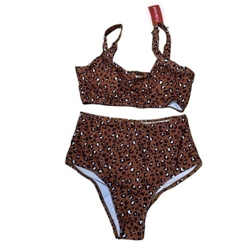 FeliSoul Two Piece Peach Leopard Print Bikini - NWT-  Size 0XL